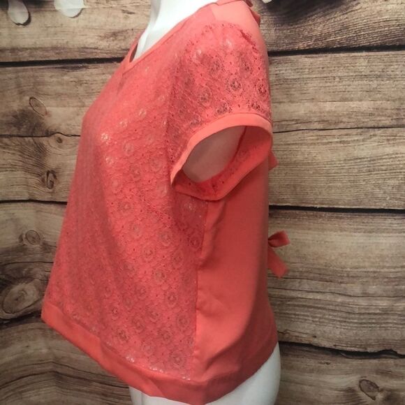 Lauren Conrad coral cropped bow top - Picture 3 of 5